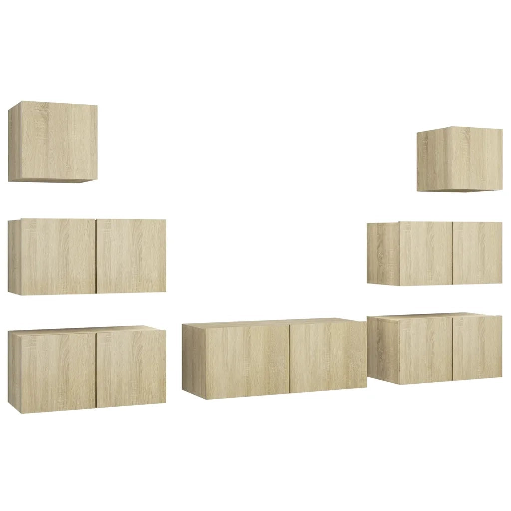 Set di Mobili Porta TV 7 pz Rovere Sonoma in Legno Multistrato 3079027