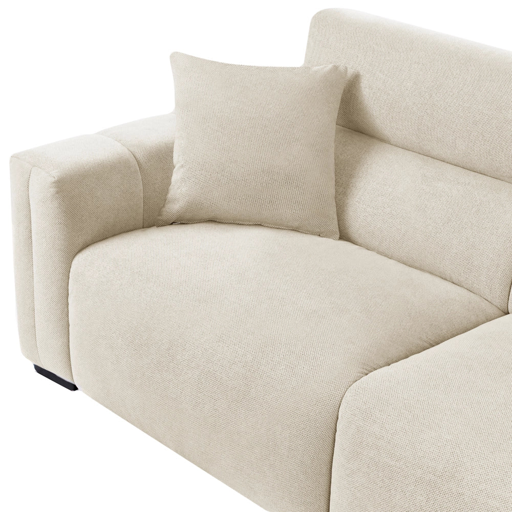 Divano moderno in tessuto a 3 posti in beige chiaro con cuscini Rivestimento resistente all'acqua morbido