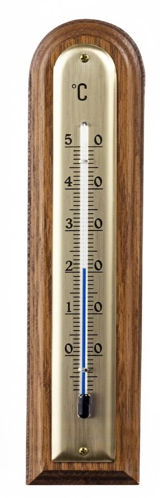 TERMOMETRO LEGNO NOCE  ARROTONDATO  chiaro  mm.144x40    MOLLETHERM