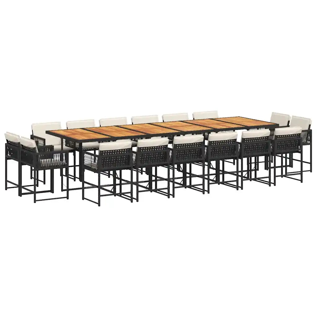 vidaXL Set da Pranzo da Giardino 17 pz con Cuscini Nero in Polyrattan