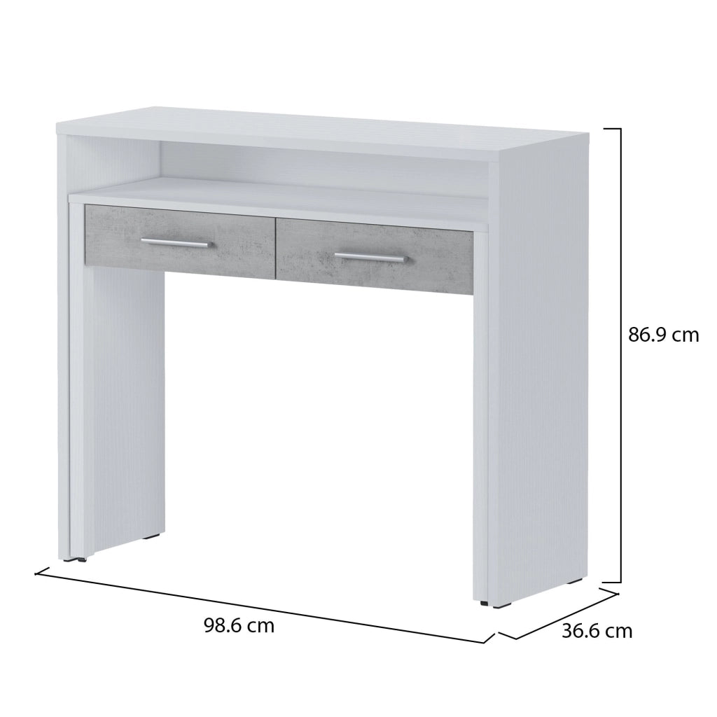 Opaglio, Scrivania Modulabile, 98.6x36.6x86.9h cm Bianco Cemento