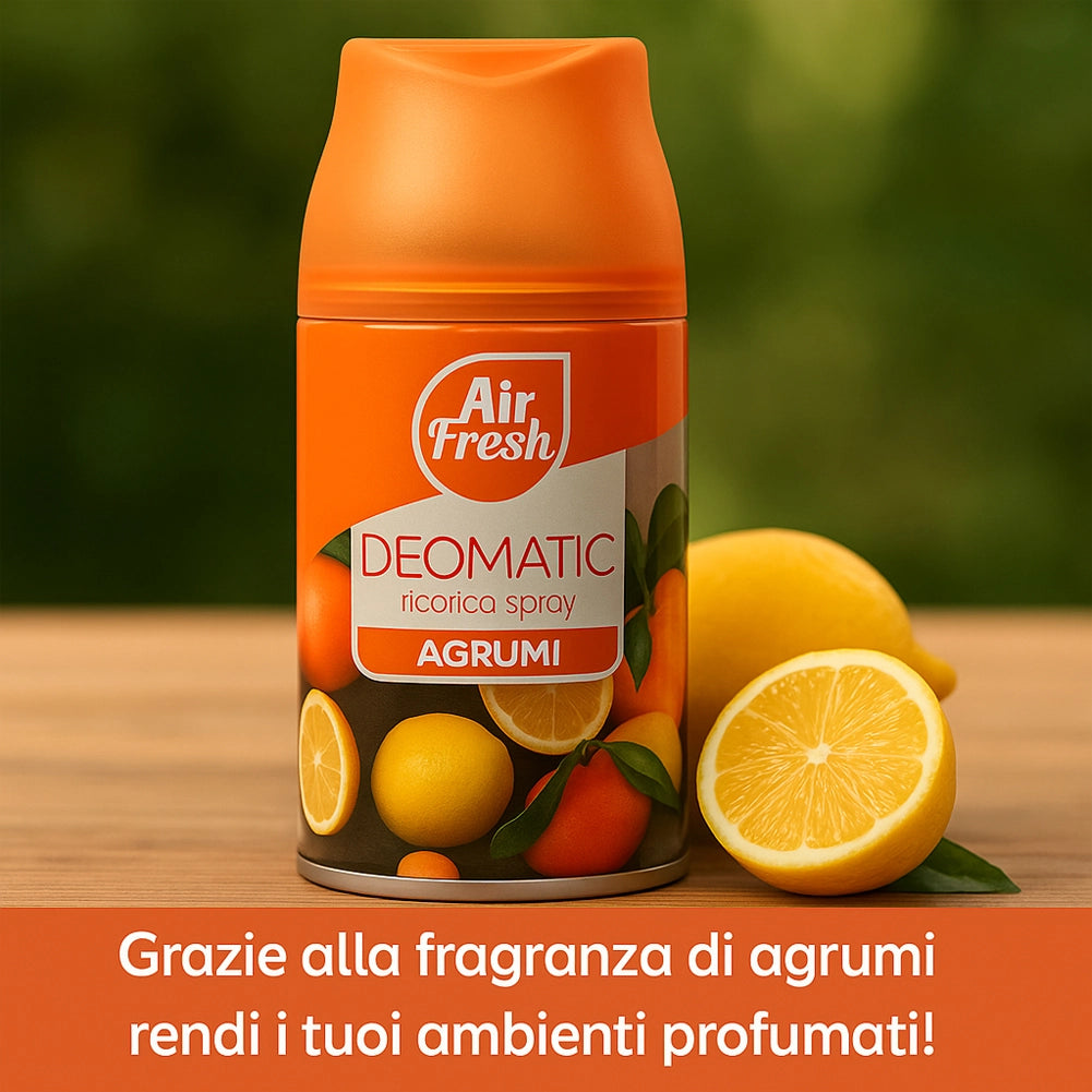 AIR FRESH Deomatic Set 6 x 250 ml Ricarica Spray Profumatore per Ambiente Agrumi