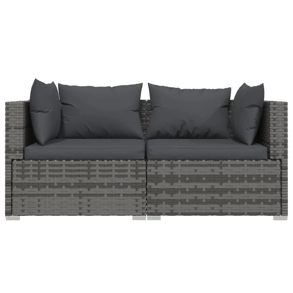 Mobili da giardino mobili da esterno Set di mobili da 3 pezzi con cuscini grigi in resina intrecciata 02_0015976