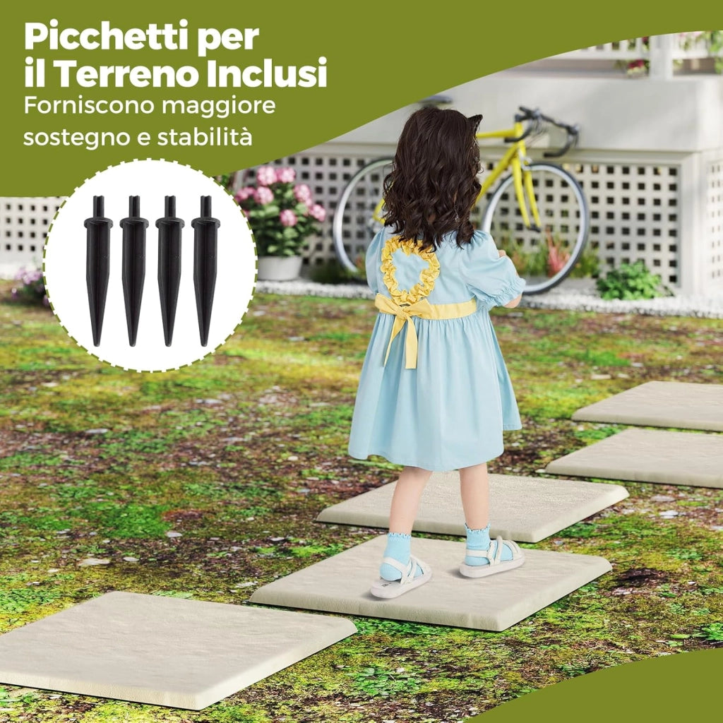 Set di 8 Pietre da Passo con Picchetti da Terra, Passerelle Decorative per Giardino, Pavimentazione Esterna Resistente a Tutte le Condizioni Meteorologiche per Prato e Giardino