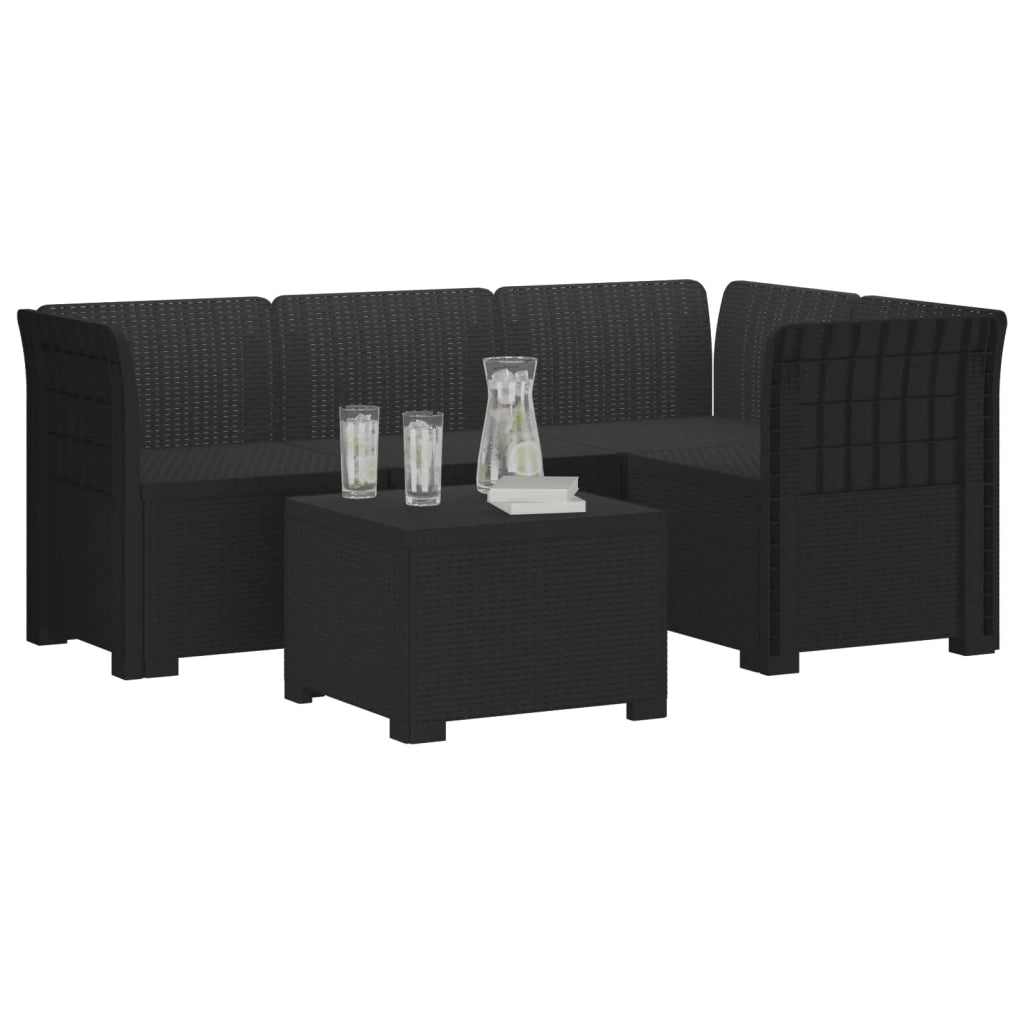 Divano da giardino 4 posti aspetto rattan PP Antracite 3443994