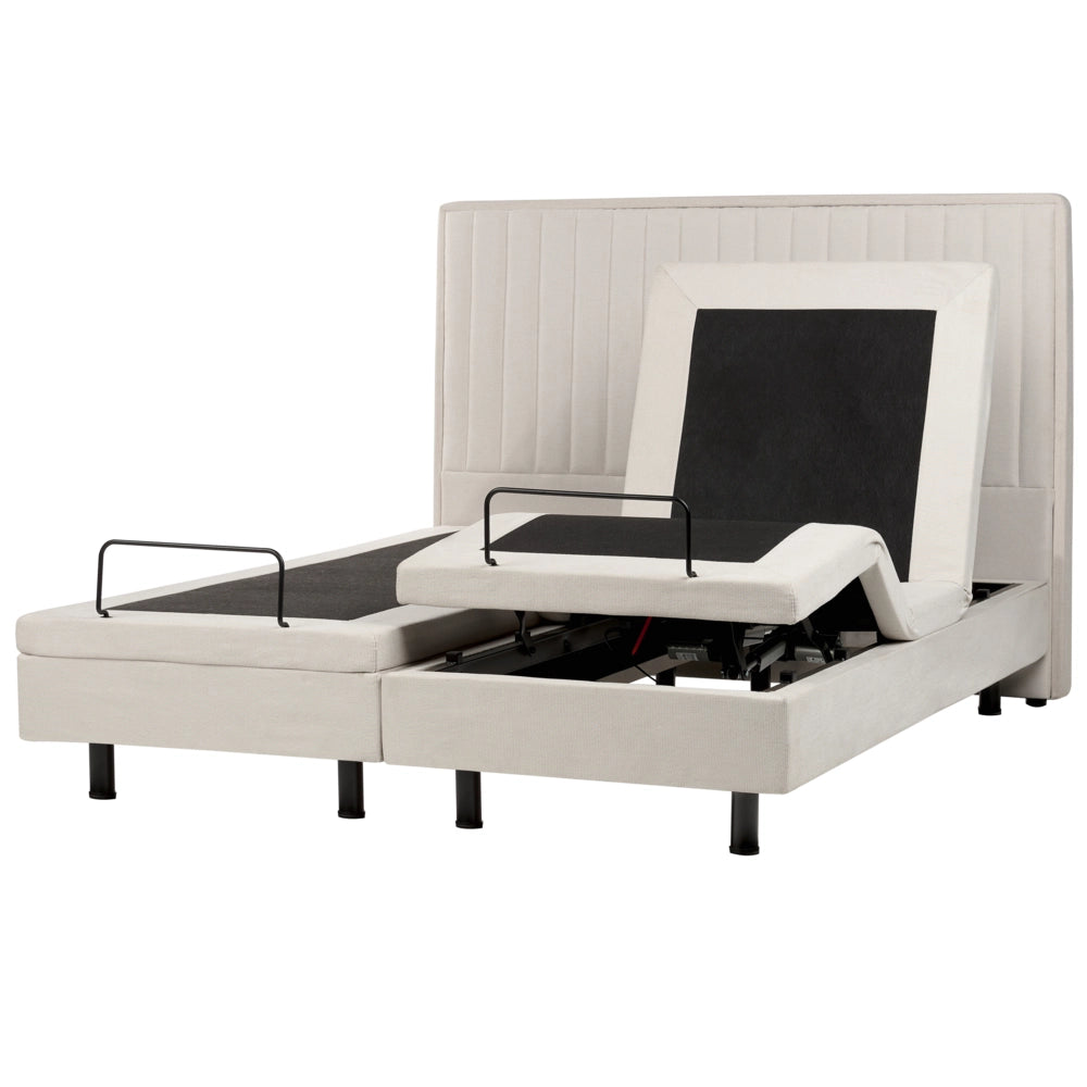 Letto Tessuto Beige chiaro Elettrico Regolabile con Telecomando 160 x 200 cm