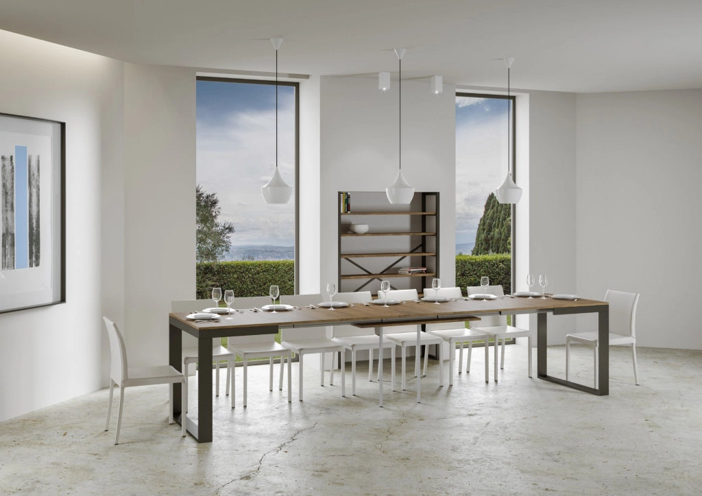 Tavolo allungabile 90x160/420 cm Tekno Evolution Noce telaio Antracite