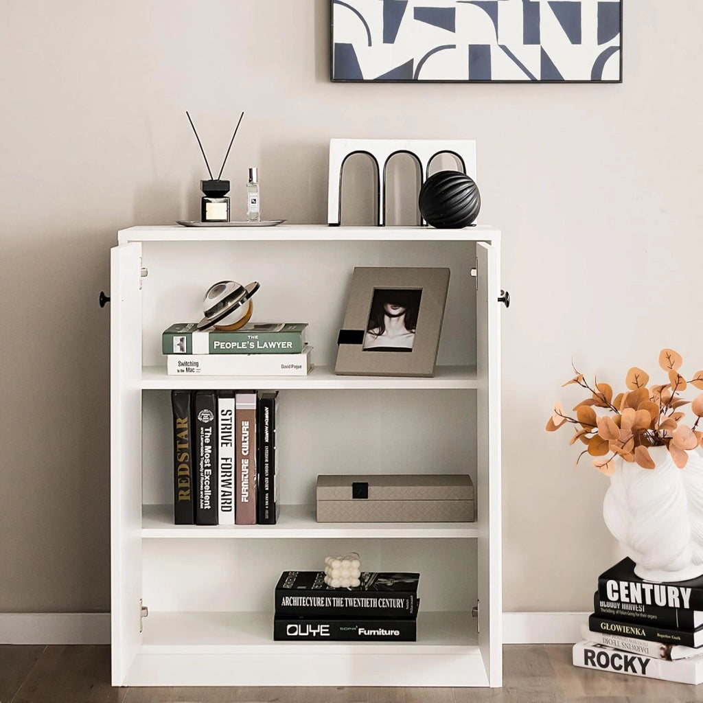 Credenza da Cucina con 2 ante, Mobile Cucina, Credenza Soggiorno Moderna, Sala da Pranzo, 72x34x85,5cm, Bianco