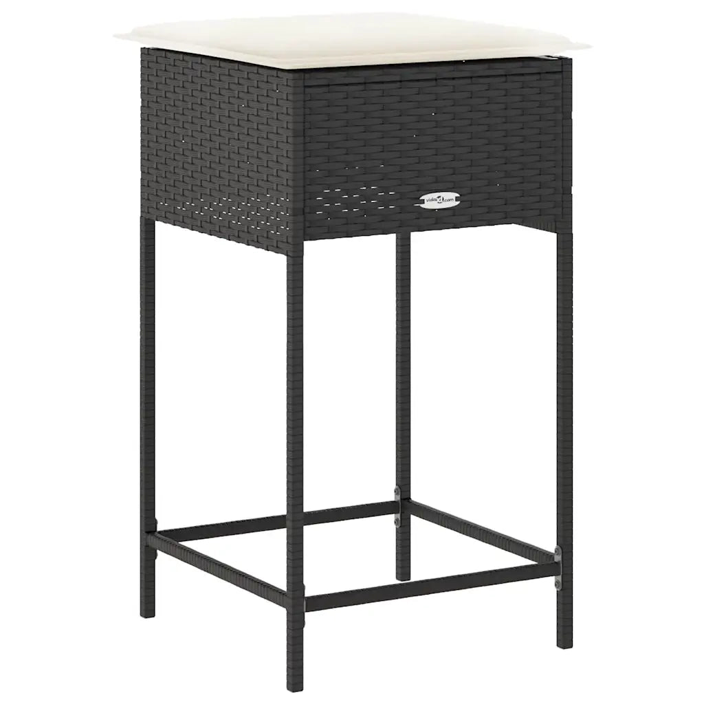 Sgabelli da Bar con Cuscini 2 pz Neri in Polyrattan CFW8054906