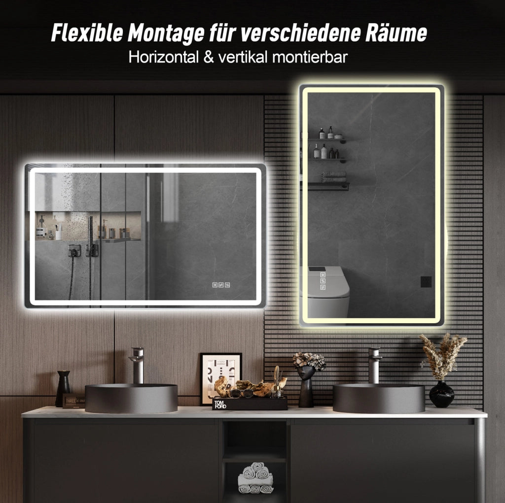 Specchio bagno LED 60x100 cm antiappannamento dimmerabile