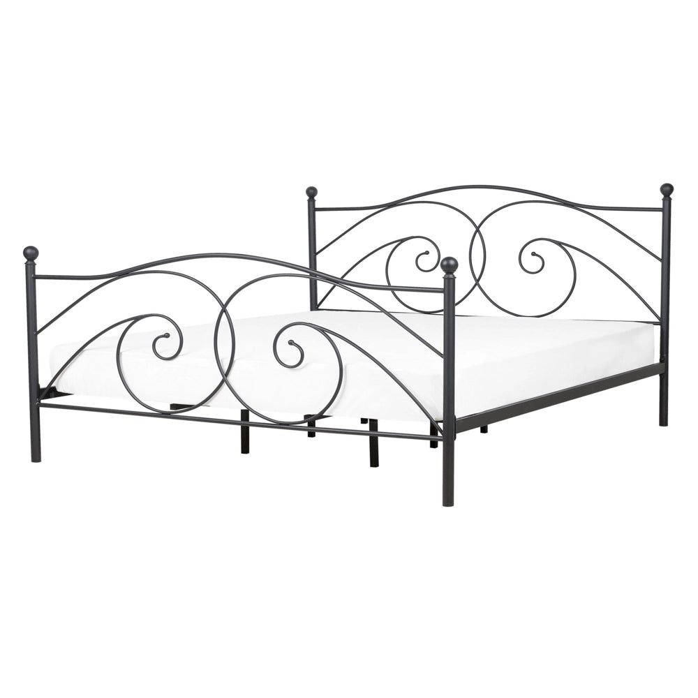 Letto matrimoniale 140 x 200 cm Rete a doghe con struttura in metallo Nero Retro