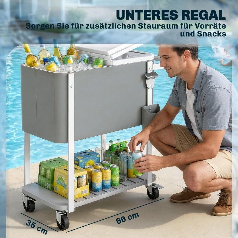 CARRELLO REFRIGERATO 56 L 84x38x83 cm Grigio in plastica con ruote