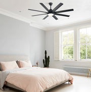 Ventilatore da soffitto reversibile 168 cm con 8 velocità; timer e telecomando; nero