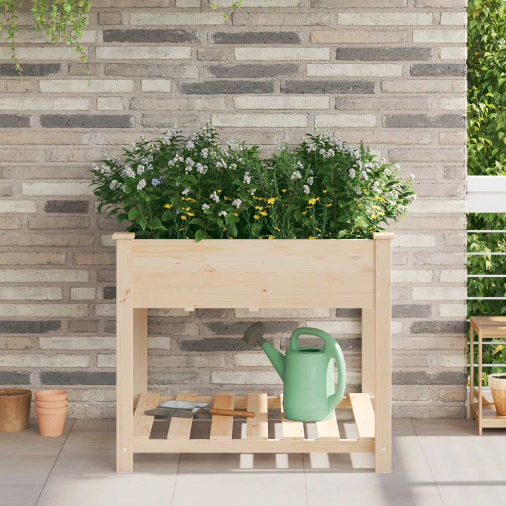 Vaso da giardino  con ripiano 90x90x76 cm in legno massello di abete