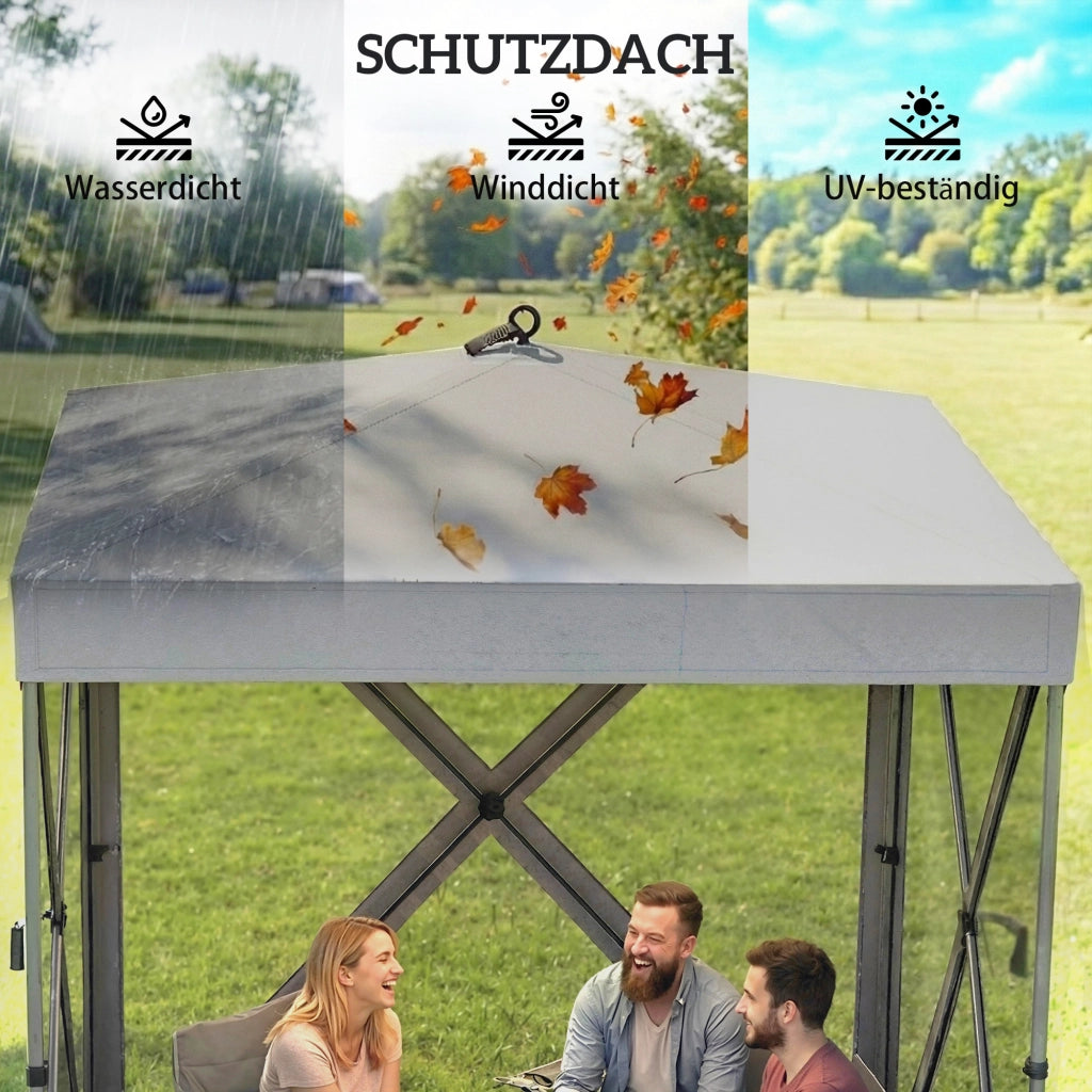 Gazebo Faltpavillon ¨C Zephmum ¨C 185x185 cm Grigio con 4 Pannelli Mesh