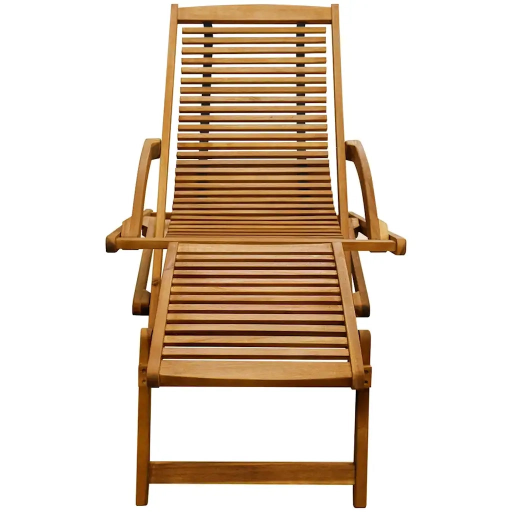 Sedia a Sdraio con Poggiapiedi in Legno Massello di Acacia 41806