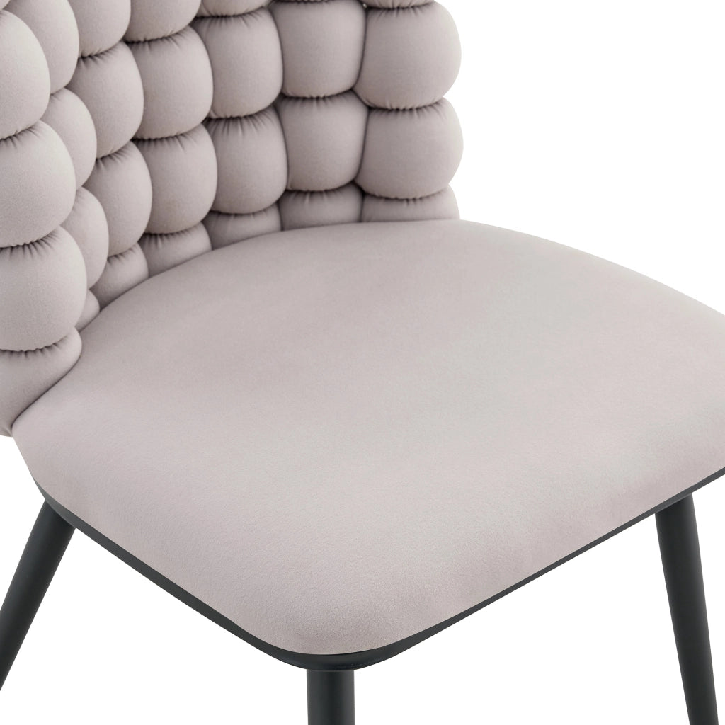 Sedia da pranzo in velluto grigio chiaro con gambe in metallo nero