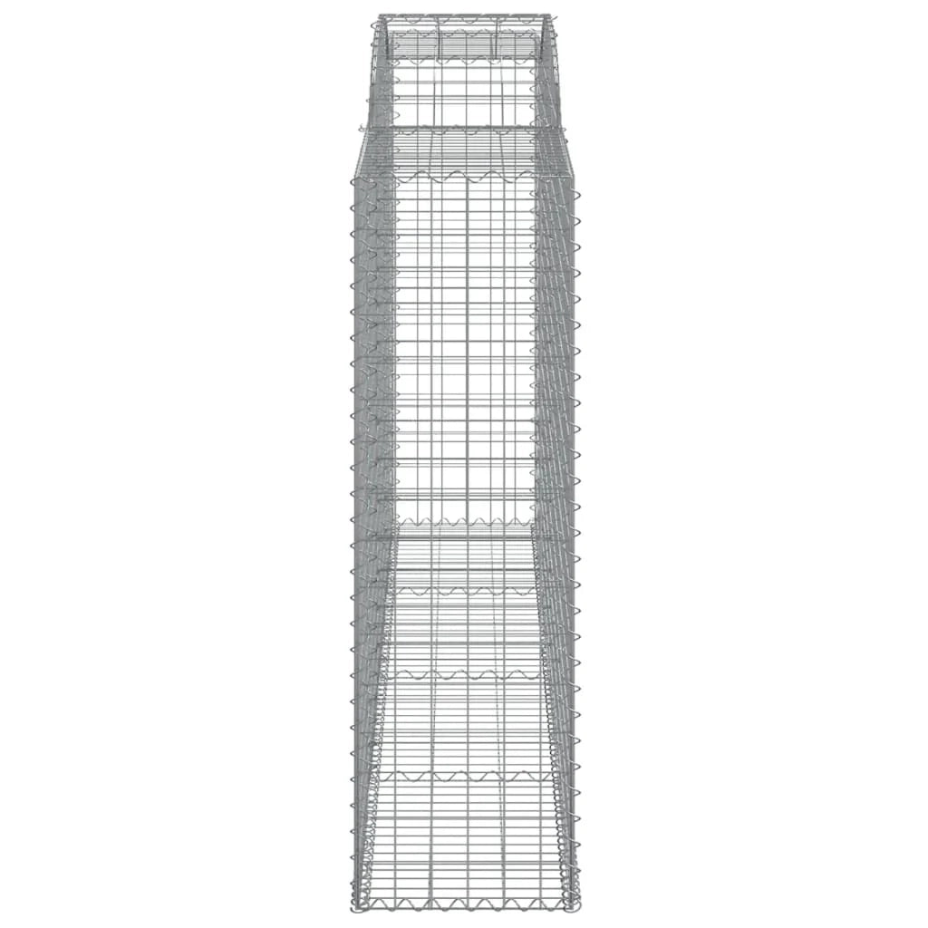 Cestini gabbioni recinzione a gabbia muro di contenimento ad arco 7 pezzi 300 x 50 x 160/180 cm ferro zincato argento 02_0041110