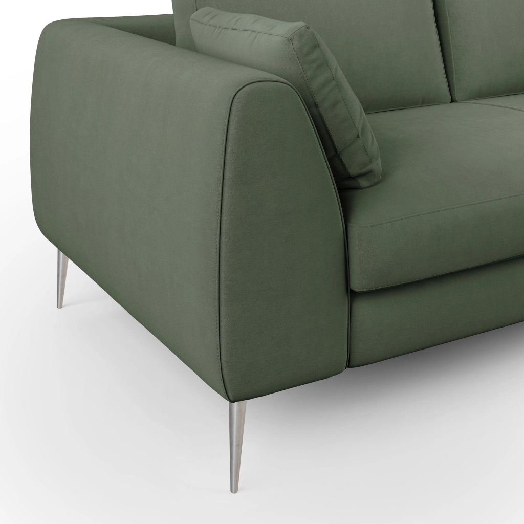 Plano Divano moderno in microfibra tecnica smacchiabile T11 176 cm verde