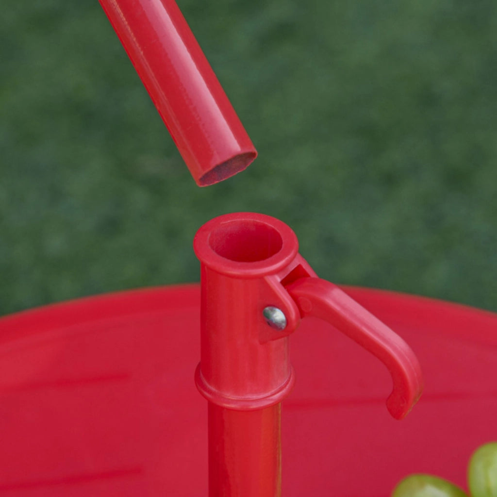EasyComfort Set Tavolo da Giardino con 2 Sedie Pieghevoli, Tavolino con Sedie da Esterno con Ombrellone per Bambini in Metallo e Poliestere, Rosso