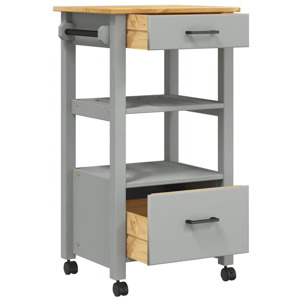 Carrello da Cucina MONZA 48x40x88,5 cm in Legno Massello di Pino 376083