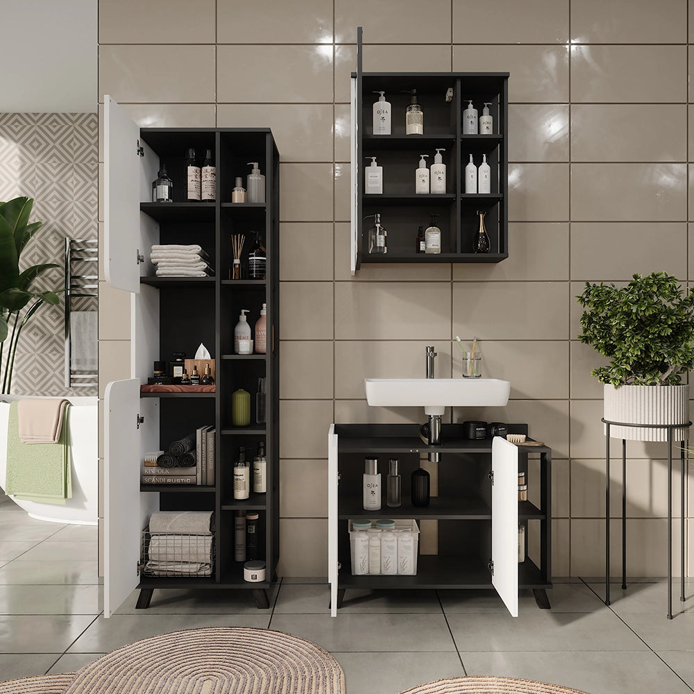 Vicco Set di mobili da bagno Antracite/bianco 3 parti