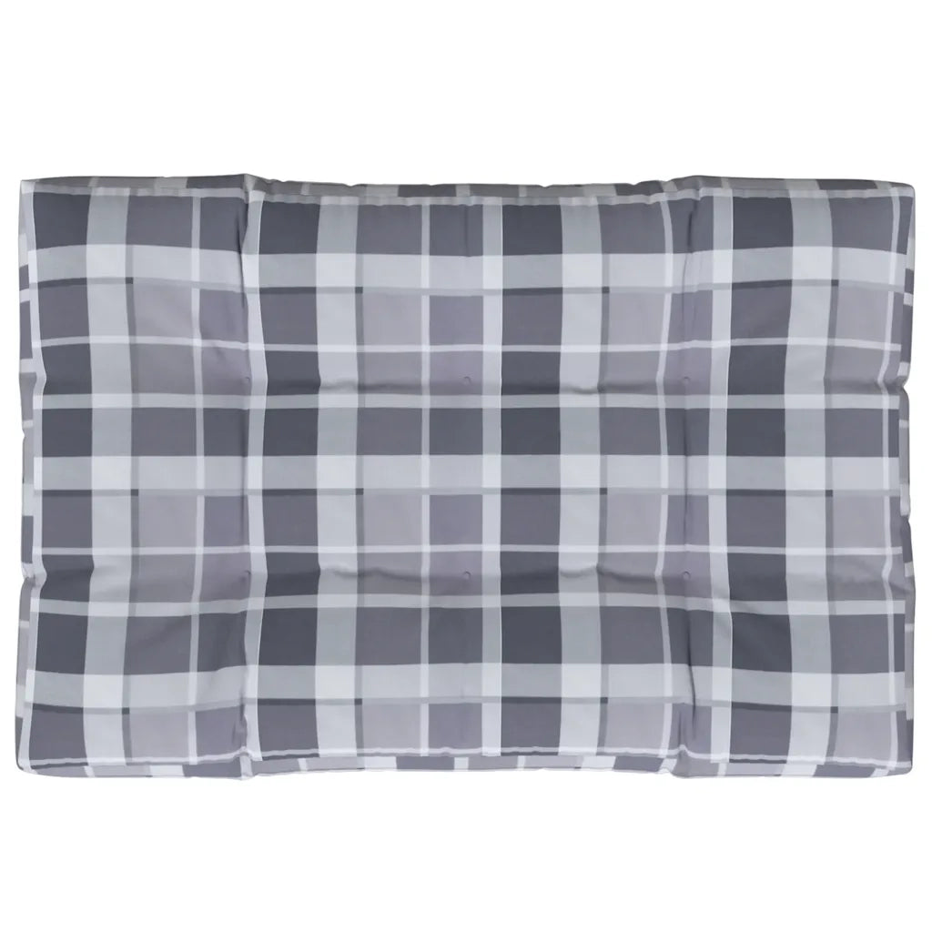 Cuscino per Pallet a Quadri Grigi 120x80x12 cm in Tessuto 360527