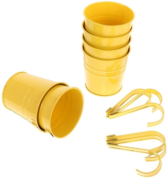 Set di vasi in ferro per appendere Vasi in ferro giallo per appendere Vaso in ferro giallo per appendere con chiodo rimovibile Decorazione rustica per balcone in ferro 6 pezzi Contenitore per piante grasse Decorazione per balcone in ferro