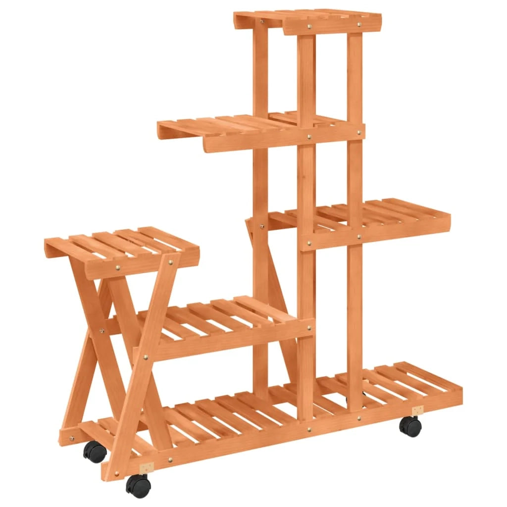 Portavasi/fioriera con ruote 95 x 25 x 101 cm legno massello di abete marrone 02_0045232
