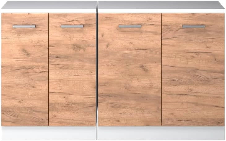 Set di mobili sottotetto Rion, Quercia dorata, 140 cm Set di 2 carcasse armadio profondità 60 cm, adatto per il salvaspazio sotto tetti spioventi