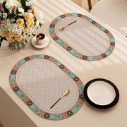 Piatto per tavola ovale 30CM*40CM, placemats in pelle isolante, set di 5 pezzi, tipo 3.