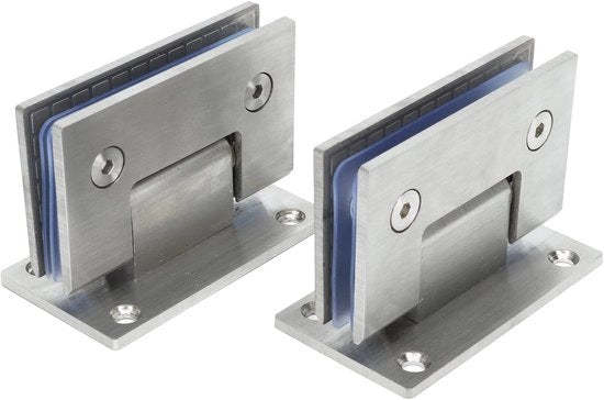 Douchescharnier 90 gradi - 2 pezzi - Acciaio inossidabile - Materiale di fissaggio - Adatto per le porte della doccia - Utilizzo sicuro - Serranda per porte