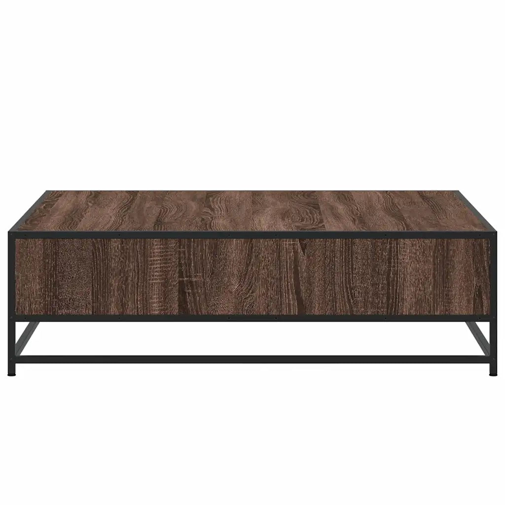 Tavolino Rovere Marrone 100x100x30 cm in Truciolato e Metallo 848778