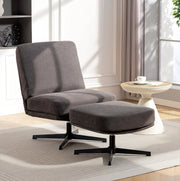 Poltrona relax girevole con pouf, grigio scuro