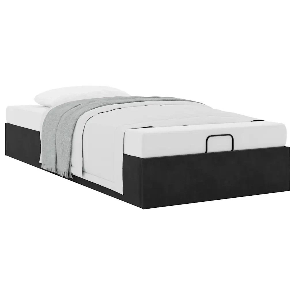 Struttura Letto Pouf Senza Materasso Nero 100x200 cm Velluto
