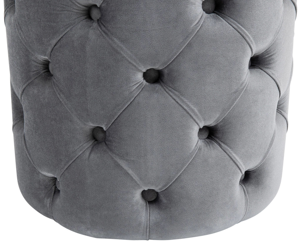 Pouf Drancy in velluto trapuntato grigio,M