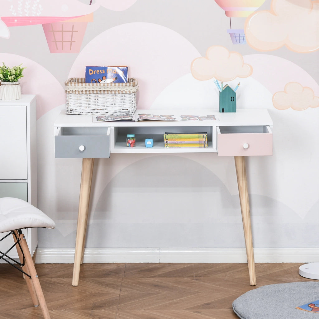 Scrivania per bambini stile scandinavo con cassetto e ripiano ¨C zephmum ¨C MDF e pino 100x48x76.5 cm