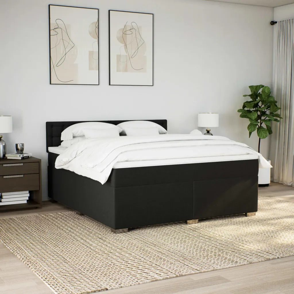 Giroletto a Molle con Materasso Nero 180x200 cm in Tessuto