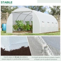 Serra da Giardino a Tunnel Per Piante, Struttura in Metallo e Copertura in PE, 6x3x2m, Bianco