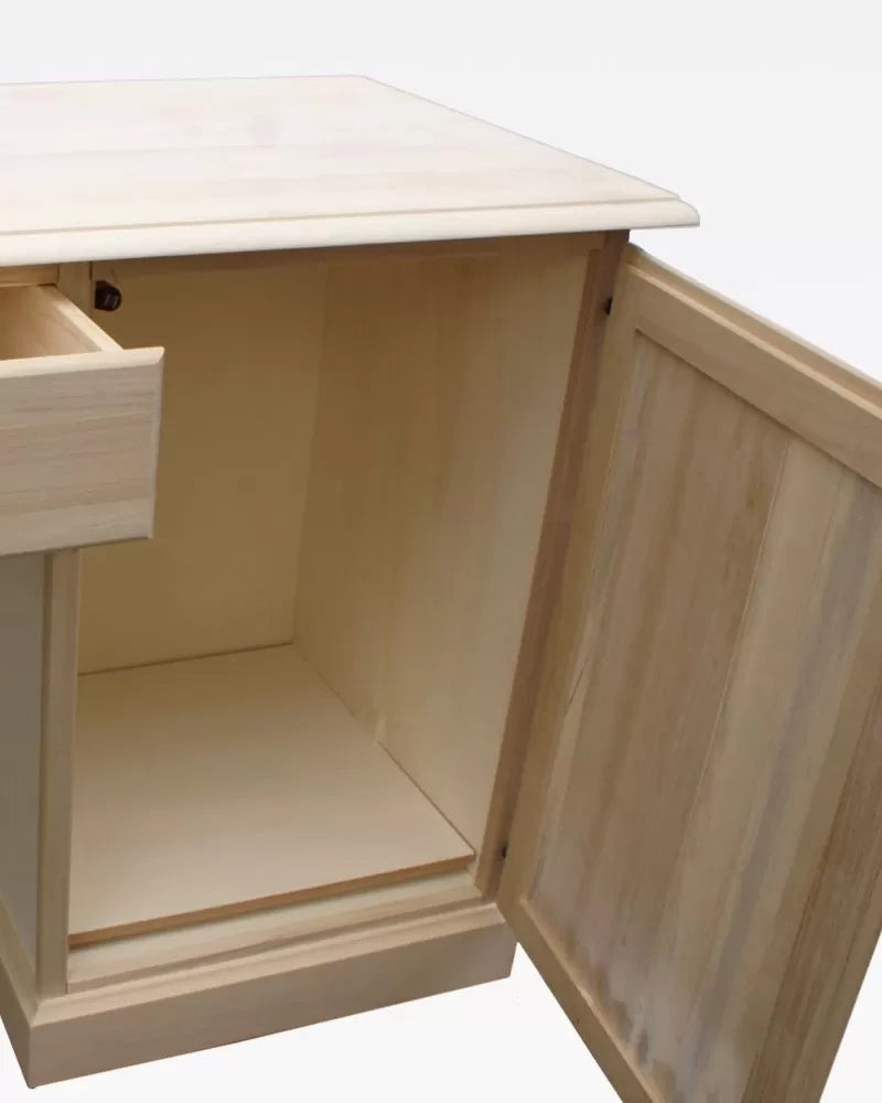 Scrivania porta frigo in legno grezzo l.125 p.56 h.80 (468) - Mobili 2G