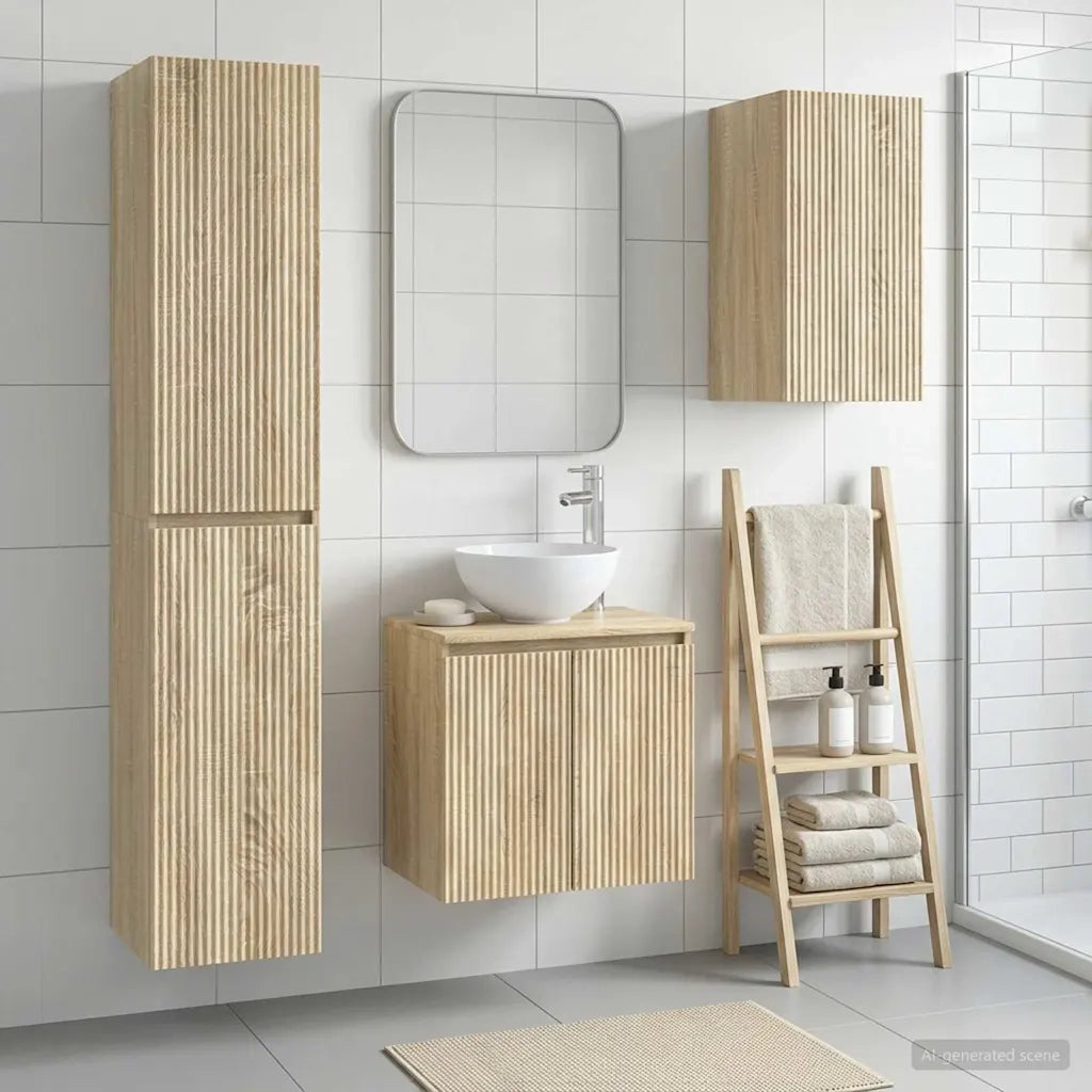 Set di mobili per il bagno 3 pz Rovere Sonoma 3406065