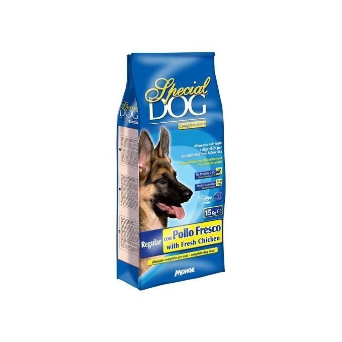 Monge 800947000769 Special Dog Crocchette per Cani Adulti con Pollo Fresco 15 Kg Formula Multivitaminica A-D-E con FOS e Yucca Schidigera colore Nero