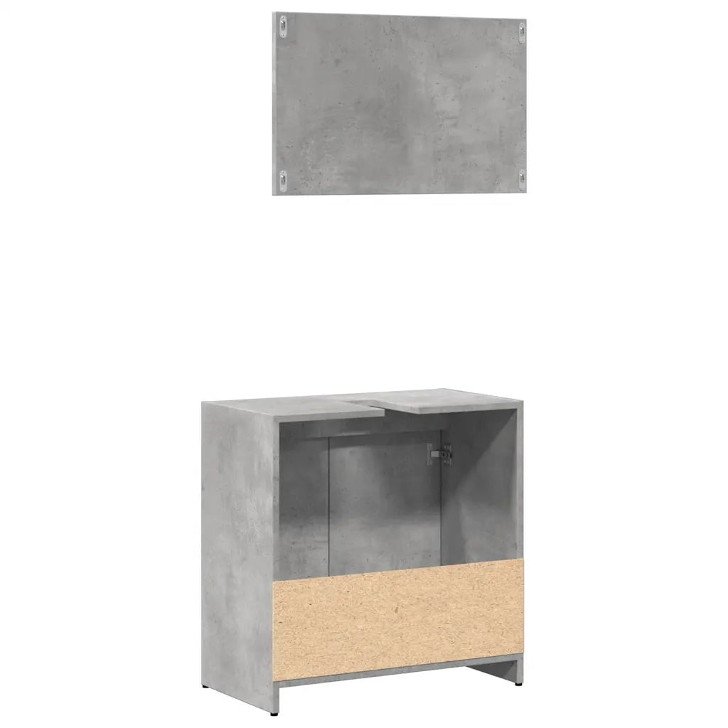 Set Mobili da Bagno 2 pz Grigio Cemento in Legno Multistrato