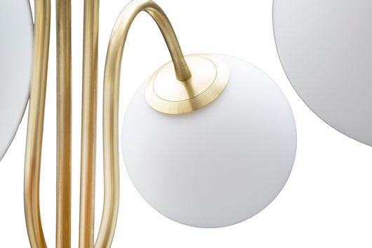Lampada da Terra Glamy 4 Light Ø54x176 cm in Ferro e Vetro Bianco e Oro