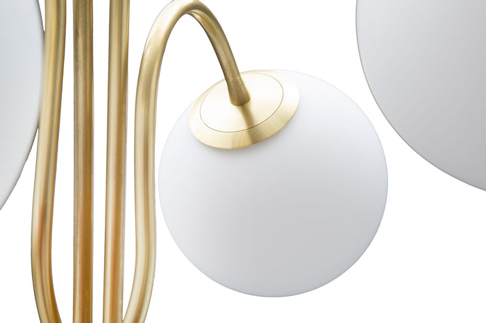Lampada da Terra Glamy 4 Light Ø54x176 cm in Ferro e Vetro Bianco e Oro