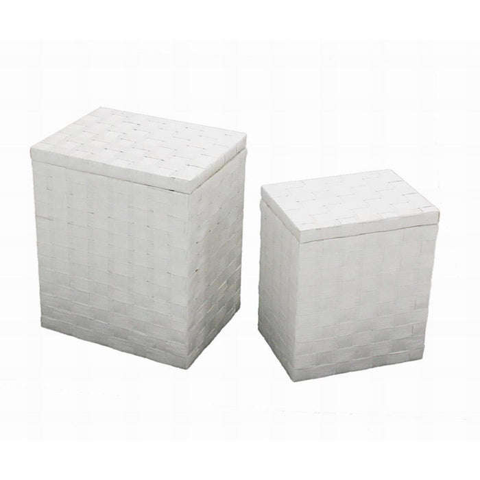 Set 2 Ceste Portabiancheria paper bianco con fodera rettangolare