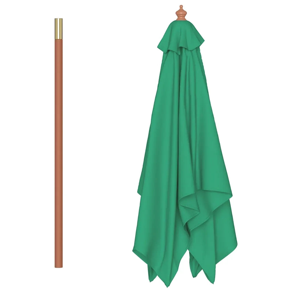 Ombrellone da Esterni con Palo in Legno 150x200 cm Verde
