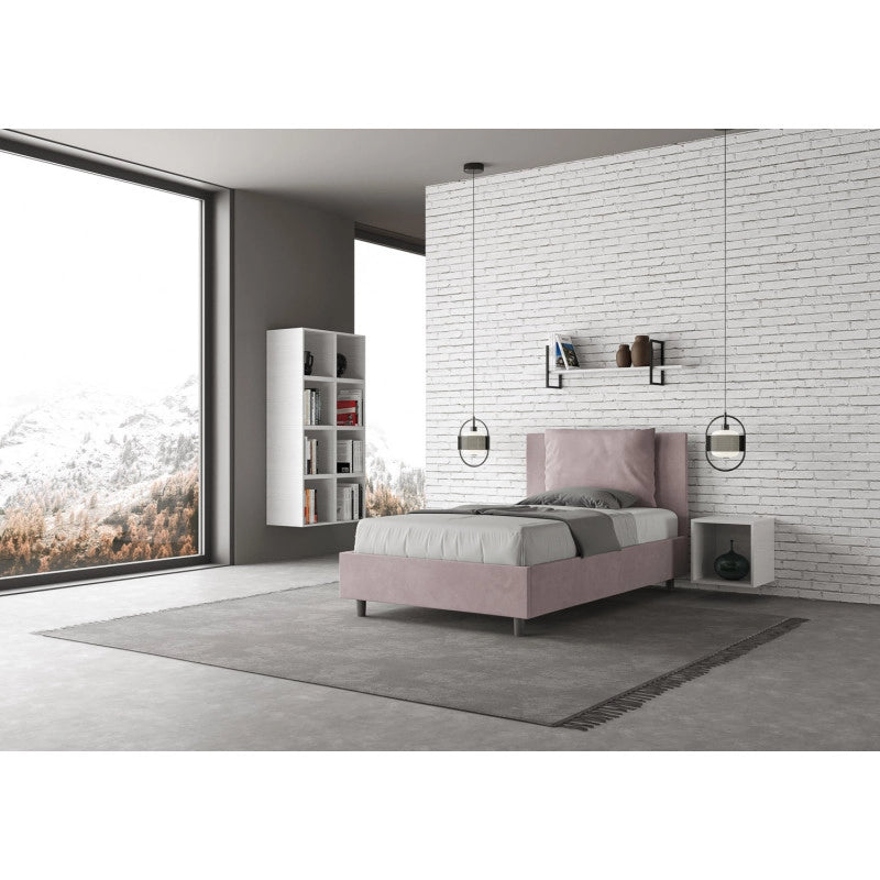 Letto imbottito Piazza e mezzo 110x210 cm Antea - Senza rete,Glicine,Microfibra