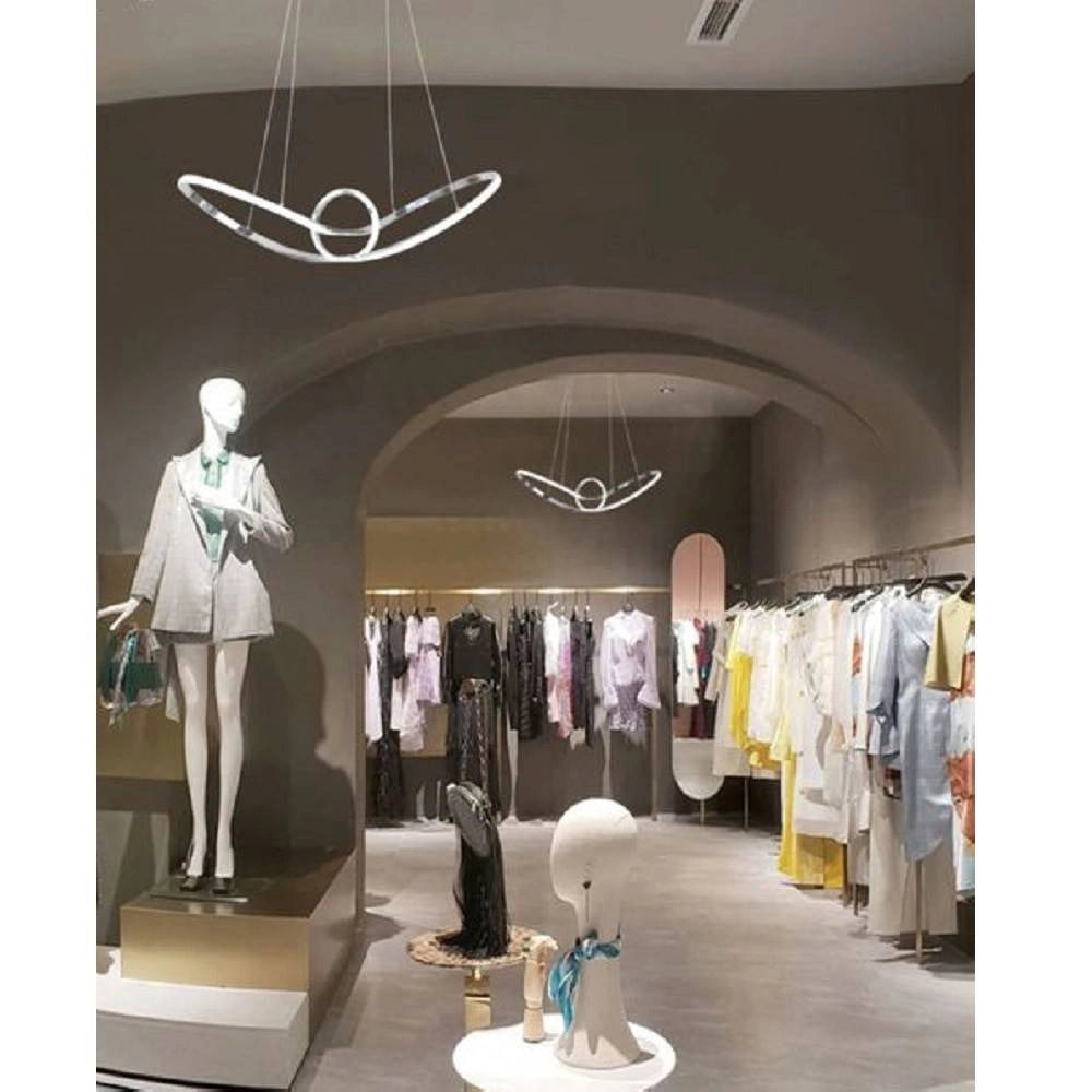 Trade Shop - Lampadario Led Moderno Argento A Sospensione 38 Watt Luce 6500k 4000k 3000k A07 -