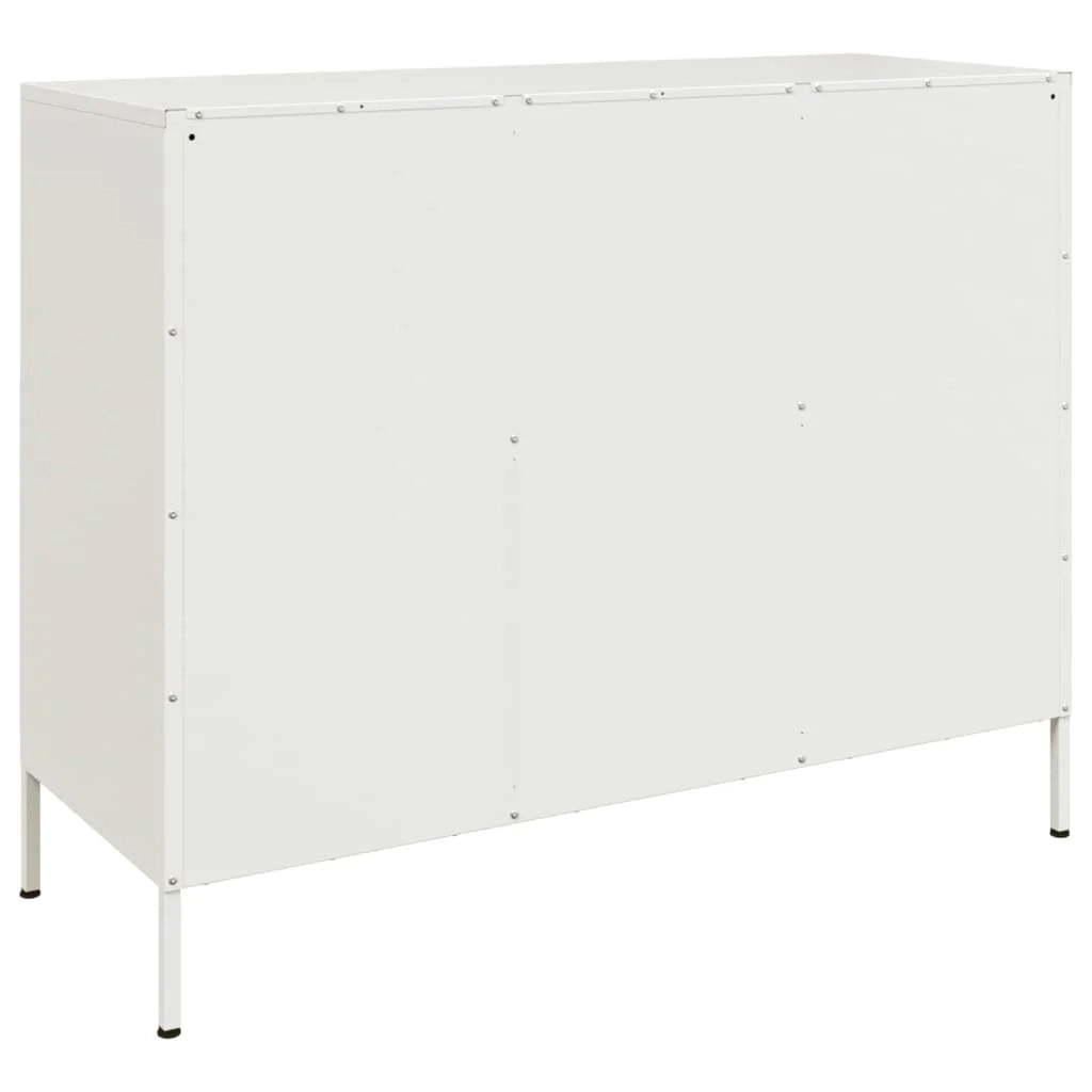 Buffet credenza cassettiera armadio mobile contenitore organizer per cucina soggiorno salotto 100,5 x 39 x 79 cm acciaio bianco 02_0030149